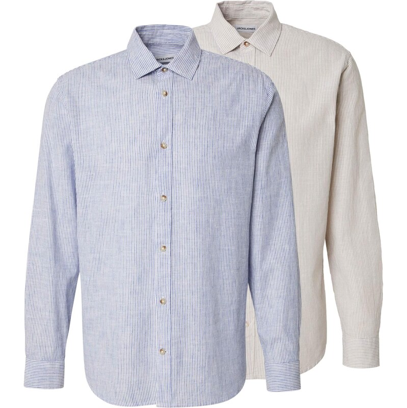 JACK & JONES Košile JJESUMMER béžová / modrá / bílá