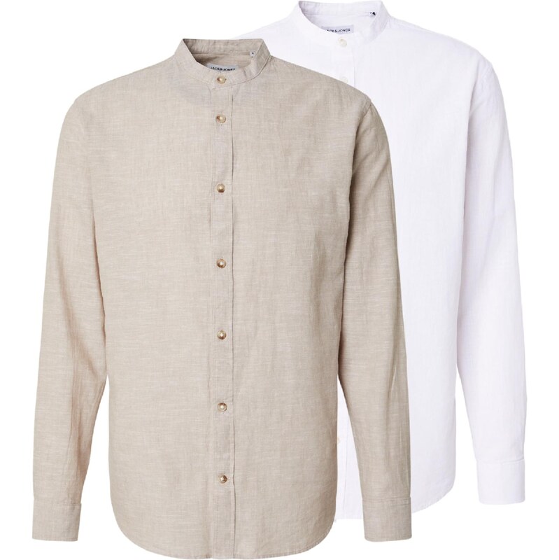 JACK & JONES Košile JJESUMMER šedý melír / bílá