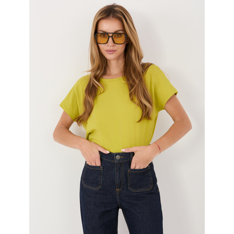 BASIC Světle zelené dámské tričko -green Limetková 52264625