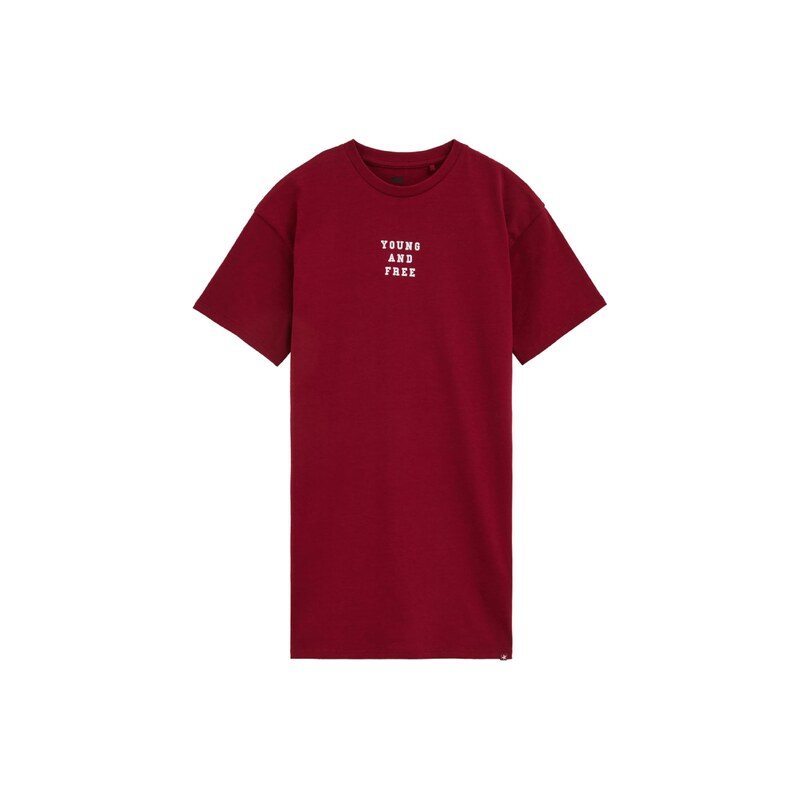 WE Fashion Šaty tmavě červená / bílá