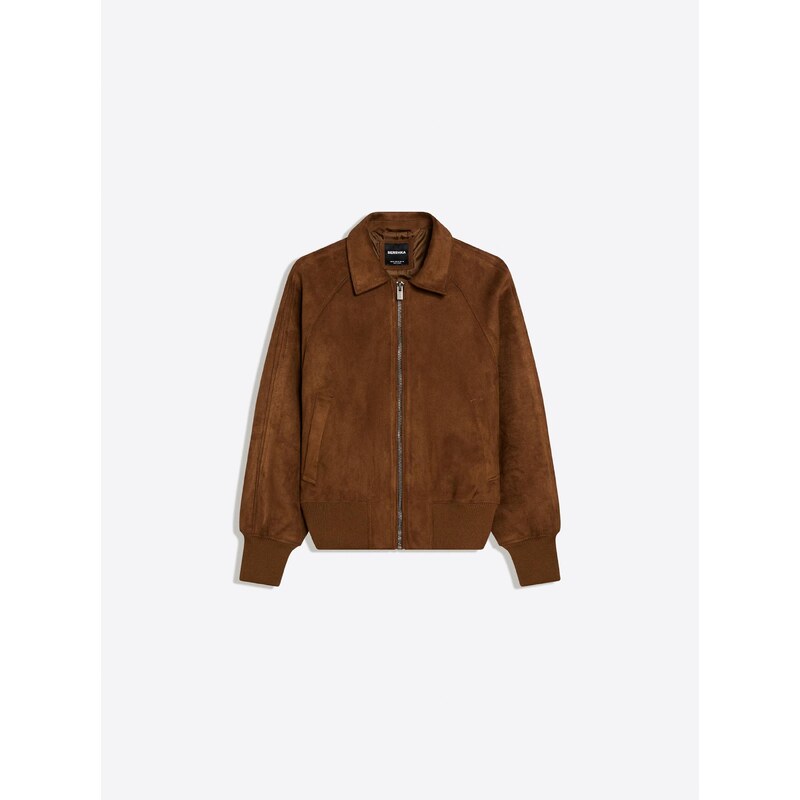 Bershka Přechodná bunda hnědá