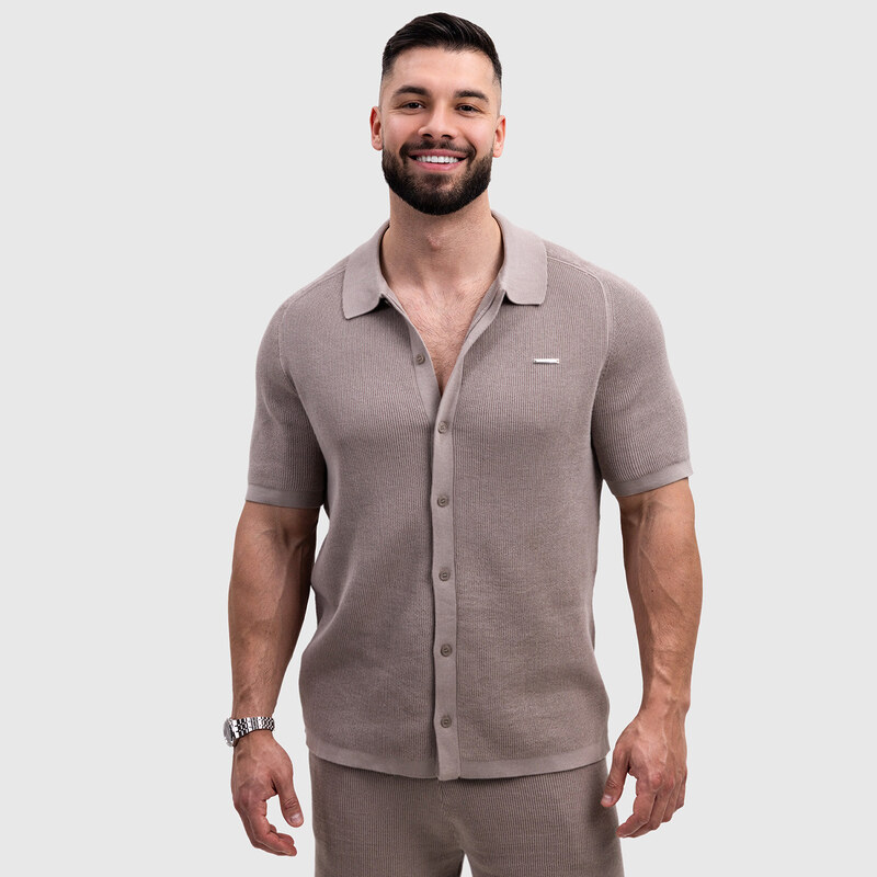 Pánská pletená košile Iron Aesthetics Vibe, béžová