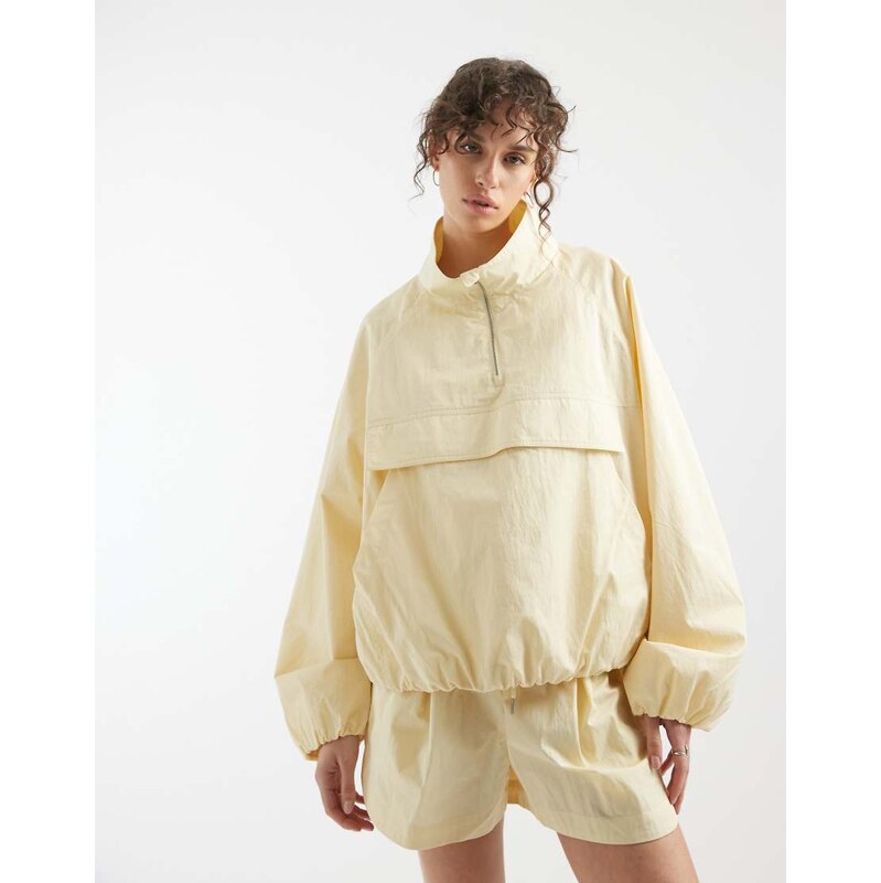 ASOS DESIGN oversized paper touch track jacket in lemon yellow