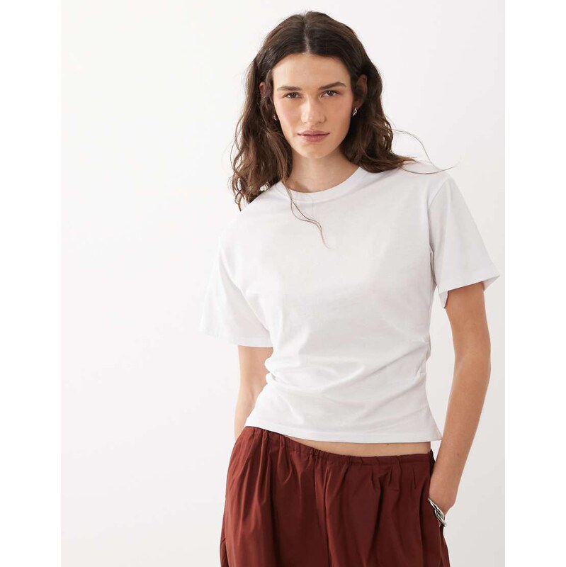Brave Soul short sleeve corset waist t-shirt in white 115052270