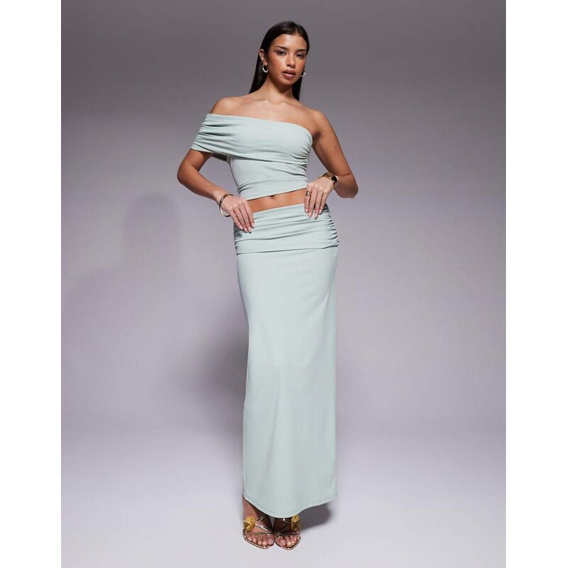 The Frolic exclusive slinky ruched foldover detail maxi skirt co-ord 115549914