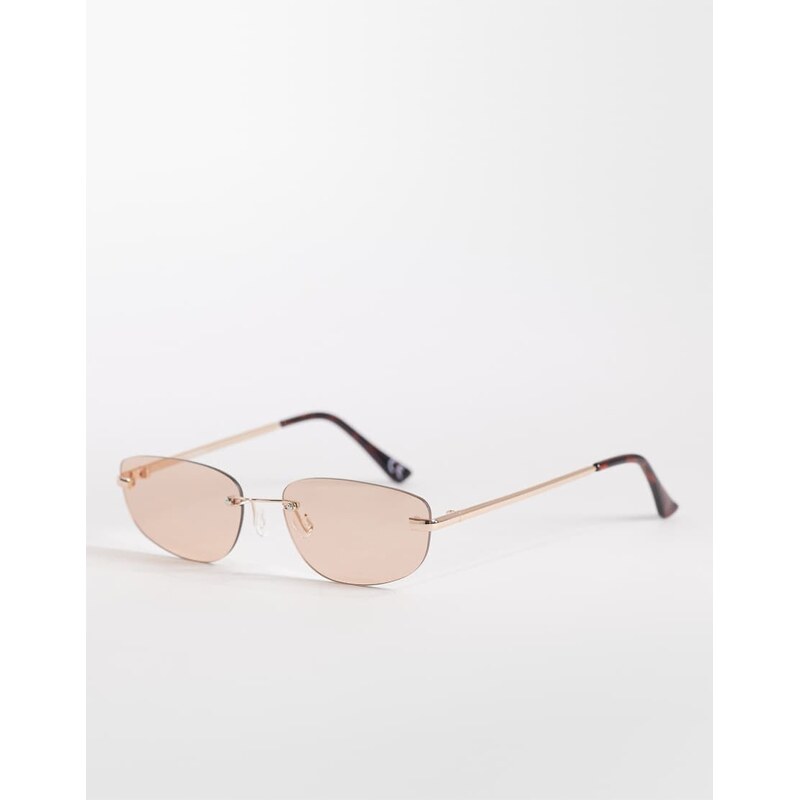 ASOS DESIGN rimless rectangle sunglasses in gold metal with