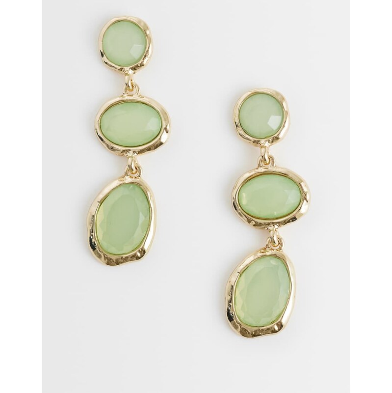 Accessorize triple gem drop earrings in light green 115052314