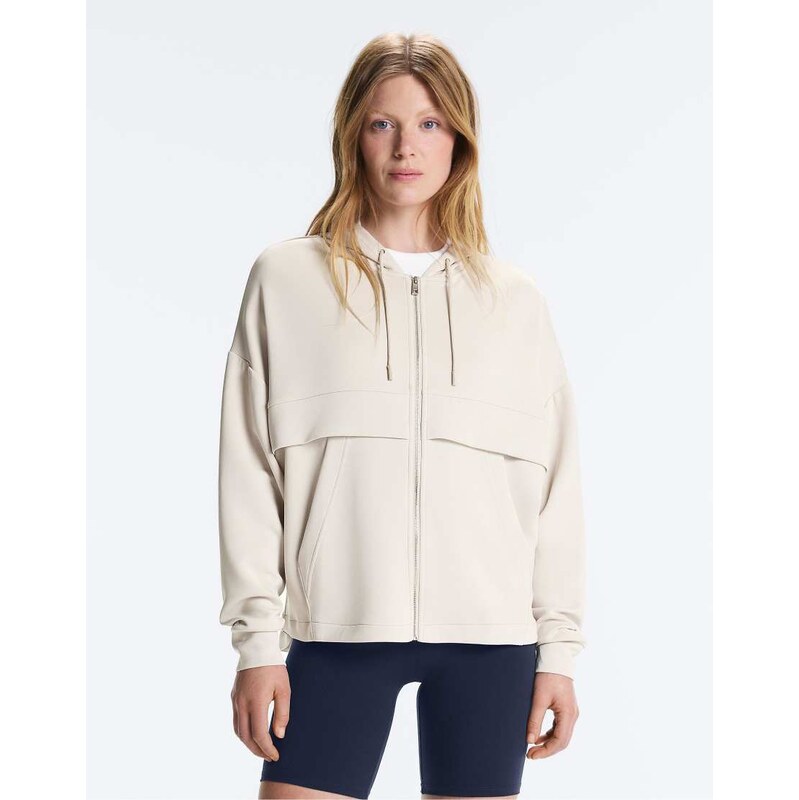 OYSHO Soft-touch modal zip-up sweatshirt in light mink-Neutral 114935239
