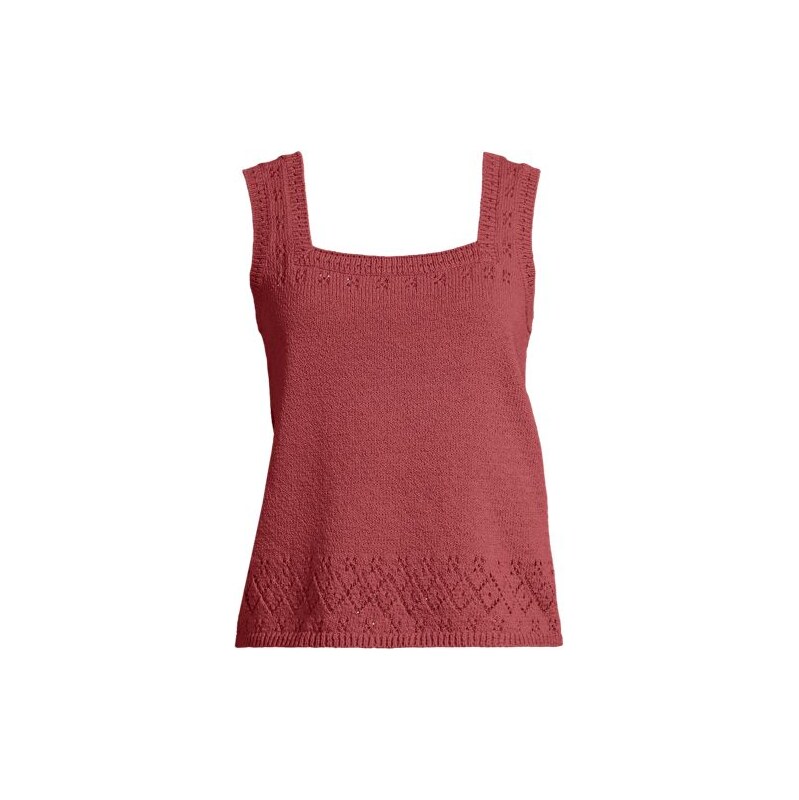 Fine Knit Vest Top With Pointelle, Women, size: M, regular, Red,