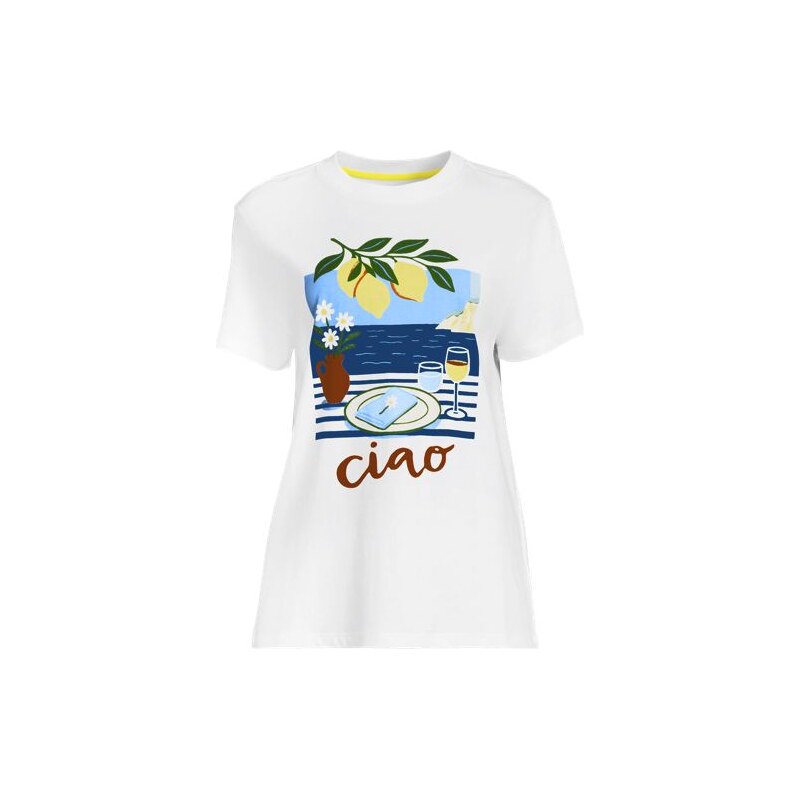 Cotton Crew Neck Graphic Tee, Women, size: 20-22, plus, Yellow, Cotton 115262029