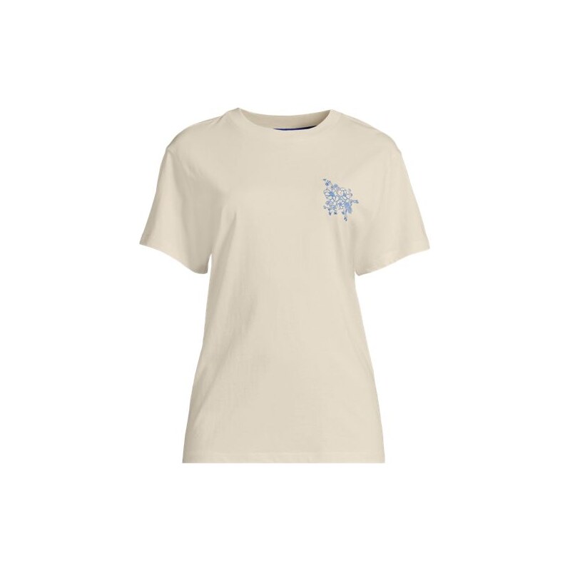 Cotton Crew Neck Graphic Tee, Women, size: 20-22, plus, Ivory, Cotton, 115262028
