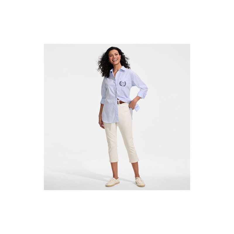 All-Day CoolMax Capri Jeans, Women, size: 10, petite, Ivory, Cotton 115262077