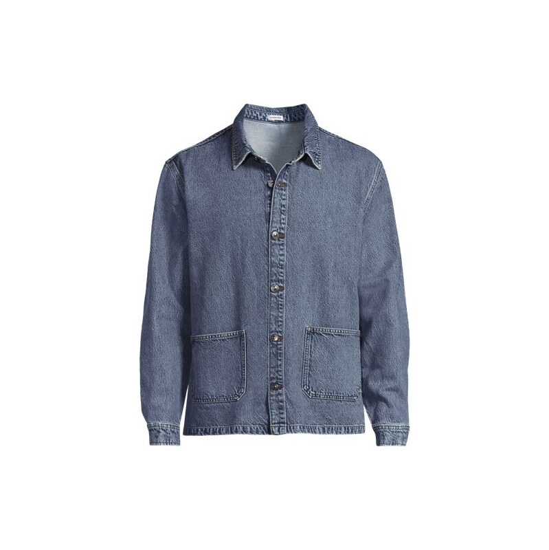 Soft Comfort Linen Blend Denim Shacket, Men, size: XL, regular,