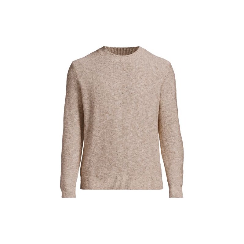 Cotton Blend Crew Neck Knit, Men, size: S, regular, Ivory,