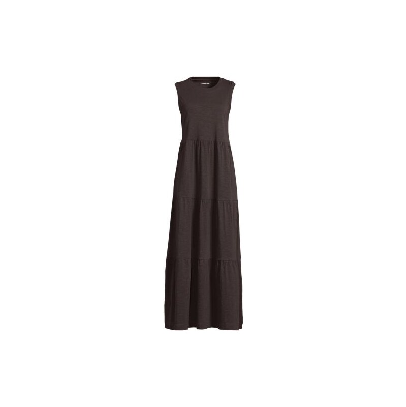 Sleeveless Cotton Slub Jersey Tiered Midi Dress, Women, size: 14