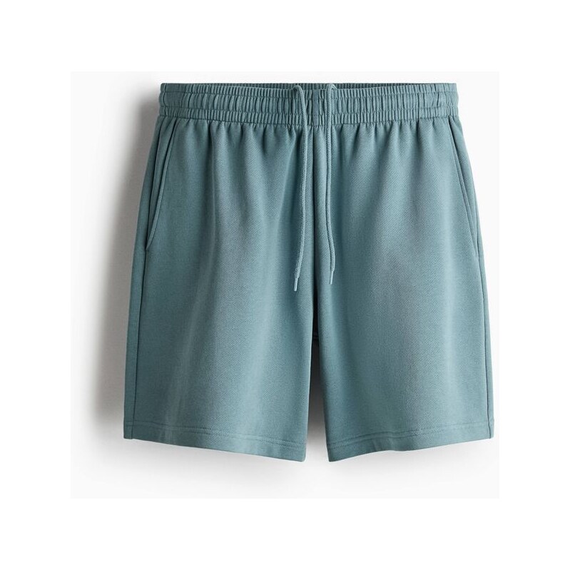 H&M - Teplákové šortky Regular Fit - Tlumená Světle Zelenomodrá