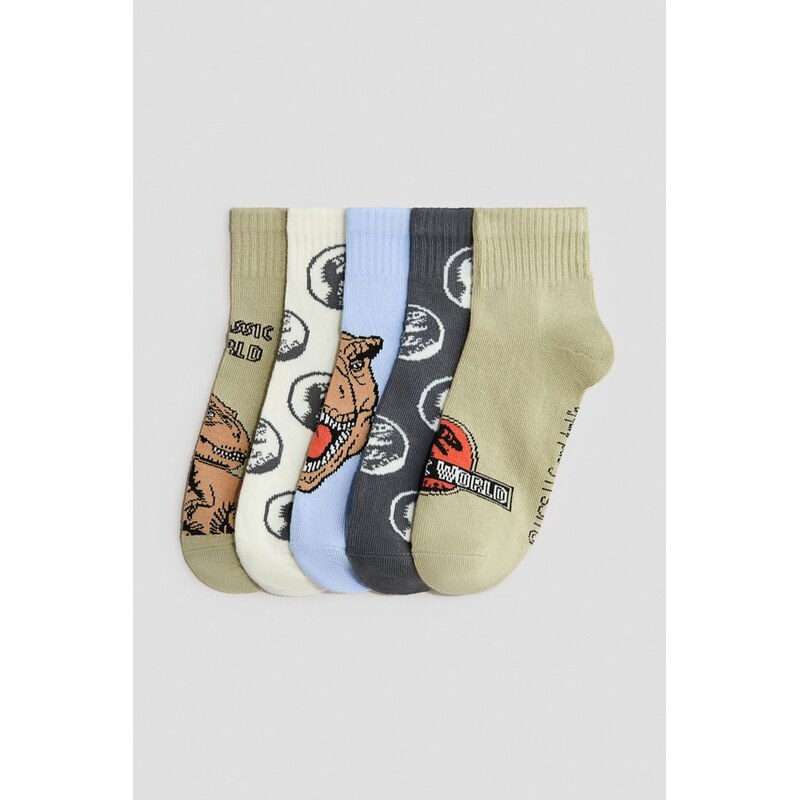 H&M - Kotníkové ponožky 5 párů - Tmavě Šedá/Jurassic World