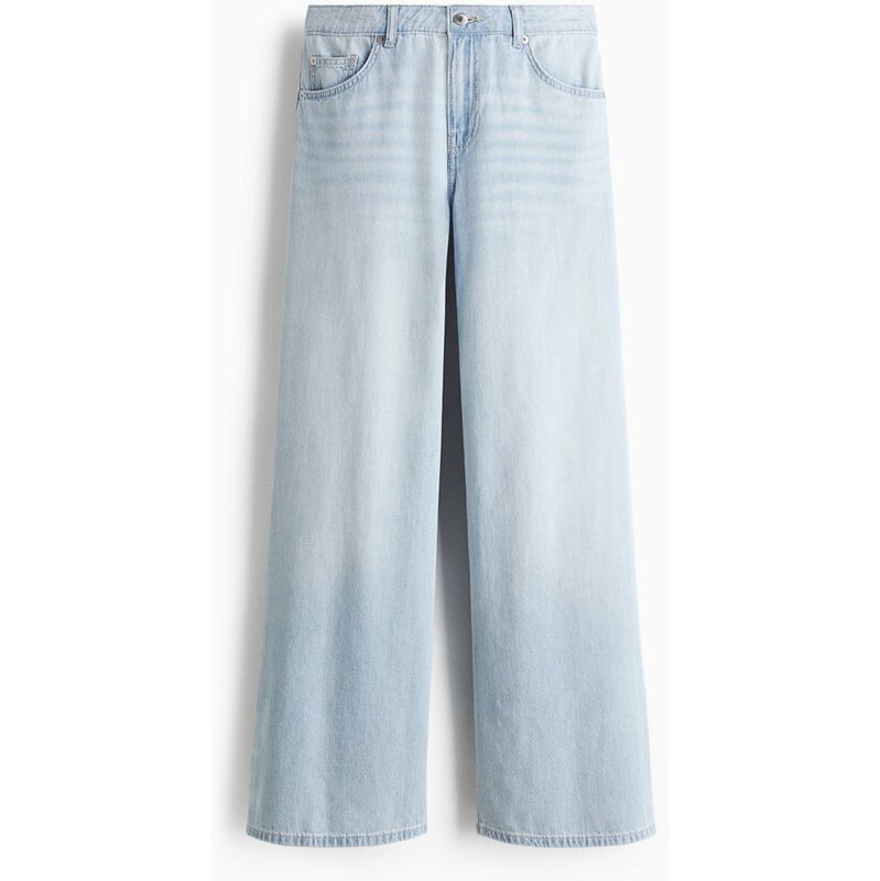 H&M - Wide Regular Waist Jeans - modrá 114899656