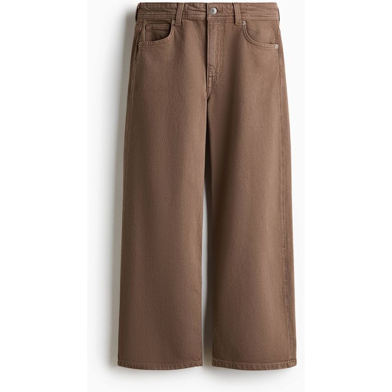 H&M - Wide High Waist Ankle Jeans - béžová 114899657