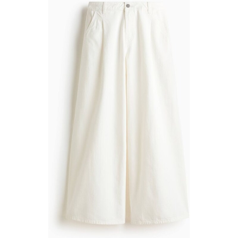 H&M - Široké keprové kalhoty - bílá 114899688