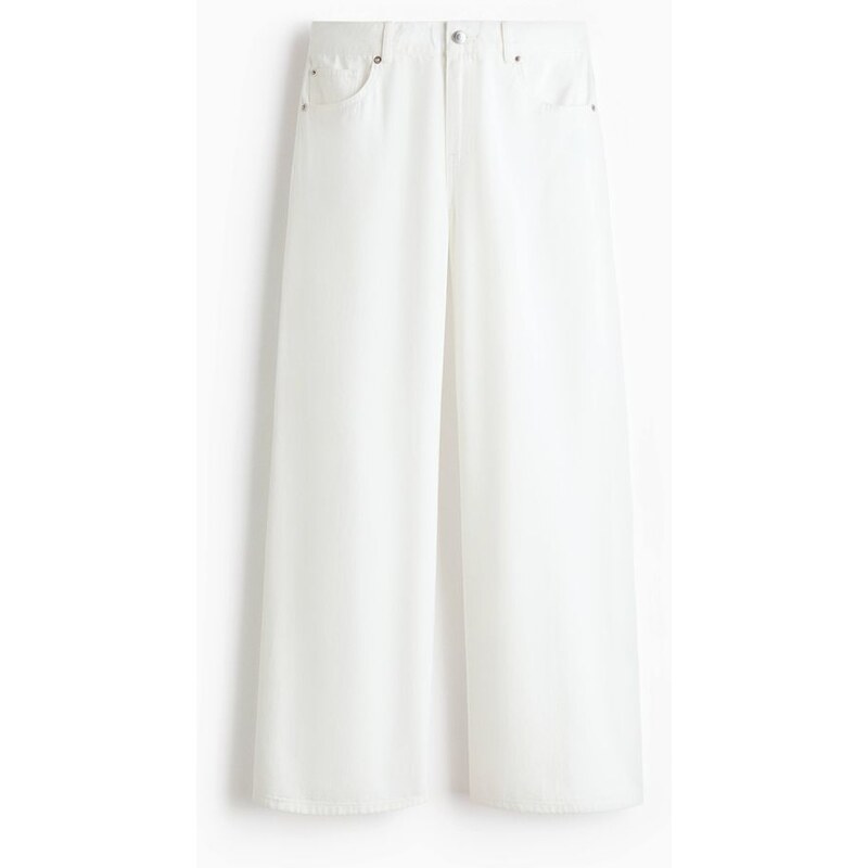 H&M - Wide Regular Waist Jeans - bílá 114899718