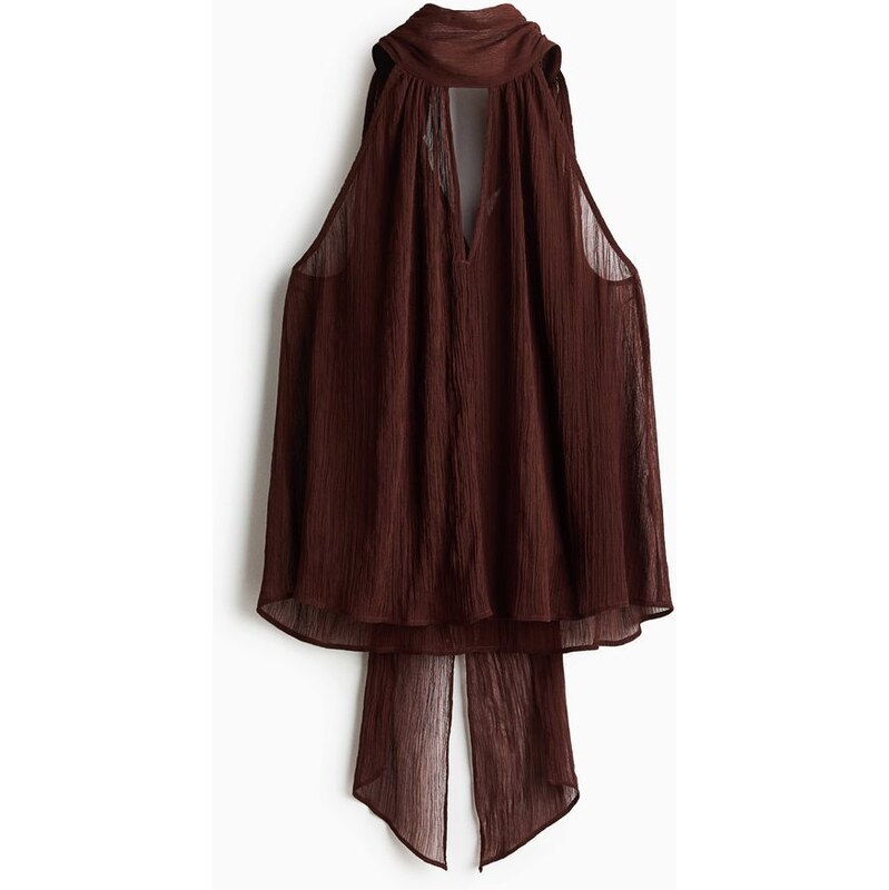 H&M - Šifonový tops šálovým límcem - béžová 114899709