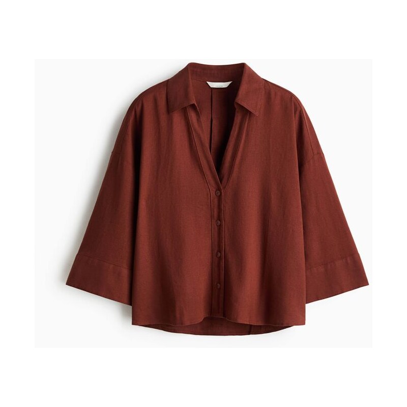 H&M - Košile z lněné směsi - béžová 114899723