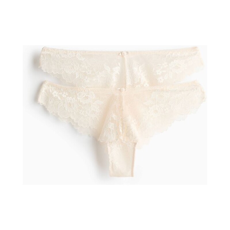 H&M - Krajkové kalhotky brazilian 2 kusy - bílá 114899739