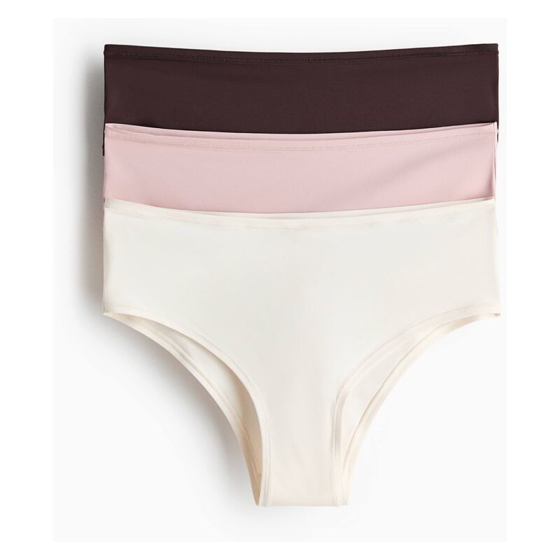 H&M - Kalhotky hipster z mikrovlákna 3 kusy - hnědá 114899793