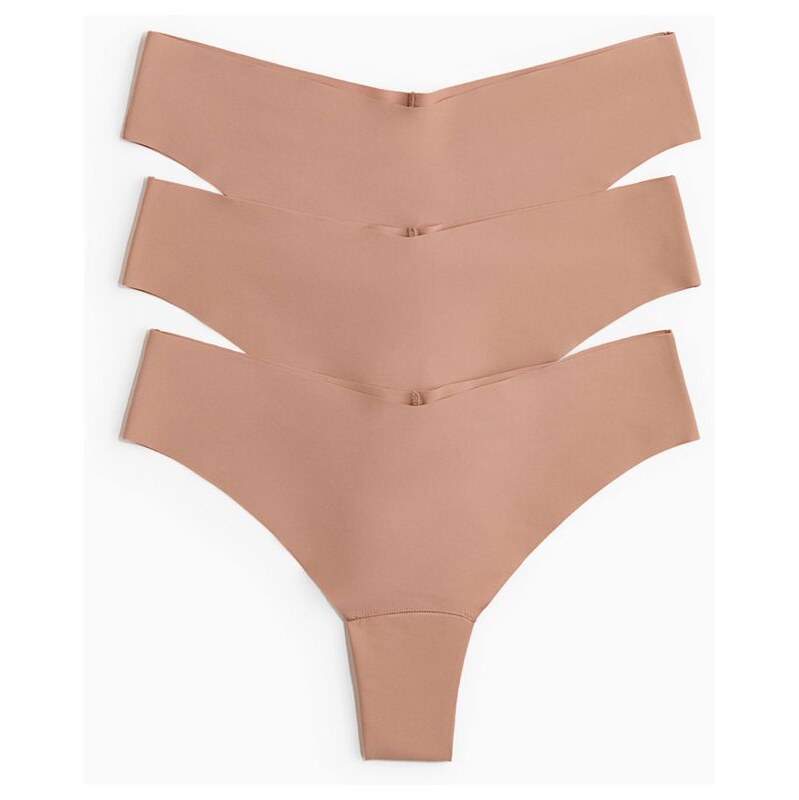 H&M - Kalhotky brazilian z mikrovlákna 3 kusy - béžová 114899816