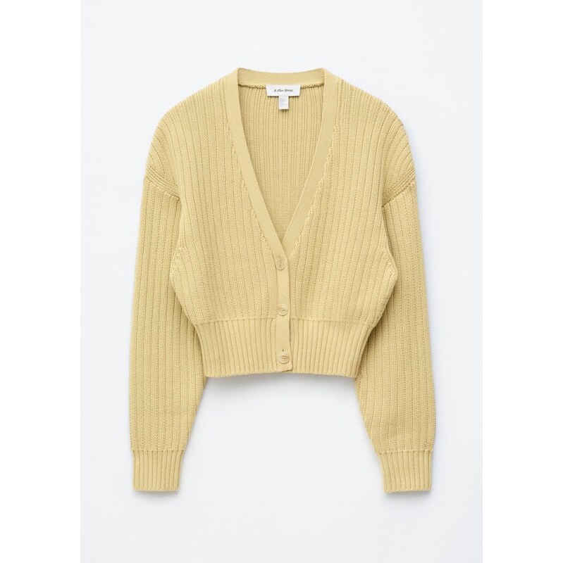H&M - Bavlněný kardigans žebrovaným úpletem - žlutá 114899842