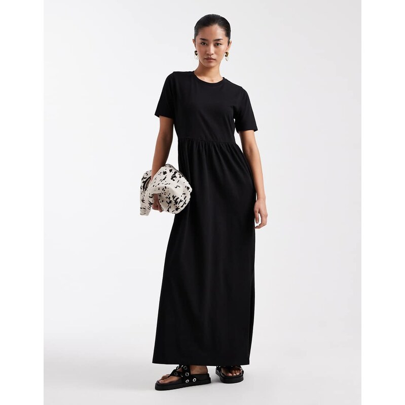 Threadbare jersey short sleeve maxi dress in black 115515964