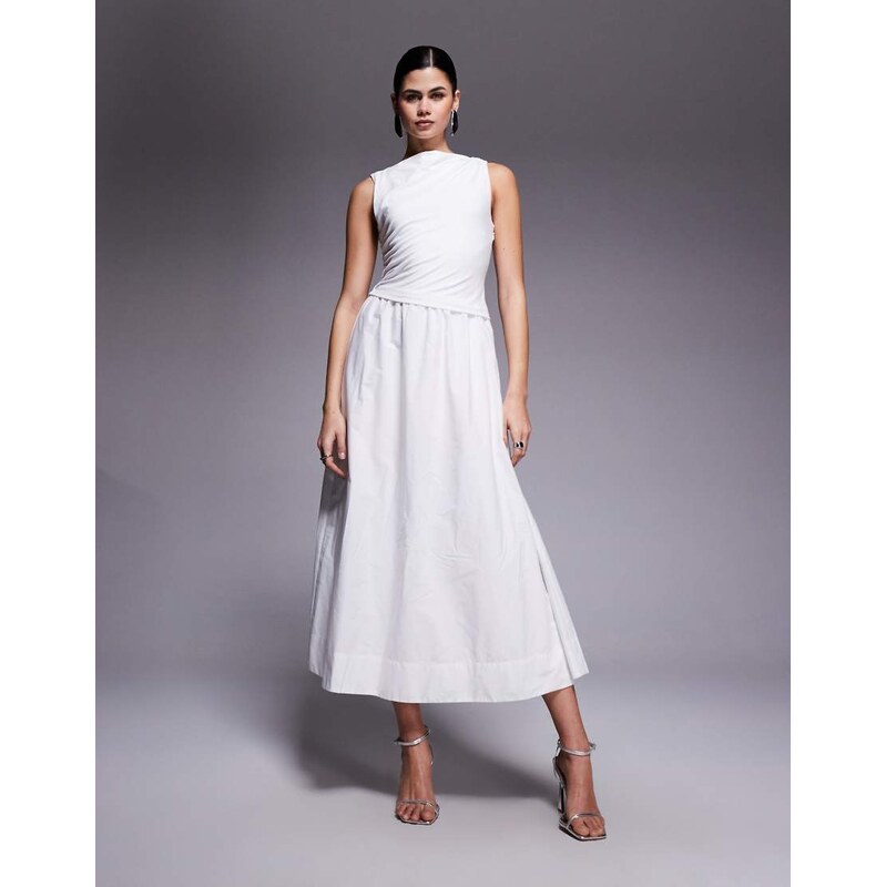 Forever New slash neck sleeveless midi dress in white 115129188