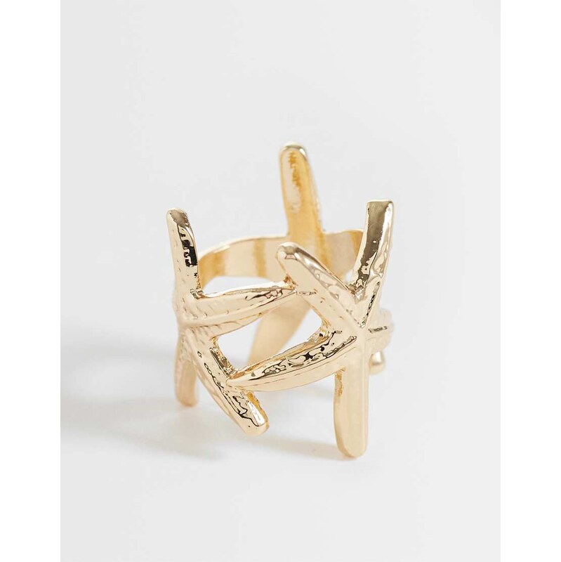 ASOS DESIGN ring with starfish design in gold tone