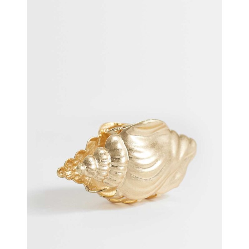 ASOS DESIGN hair claw clip with conch shell design in brushed gold 114969474