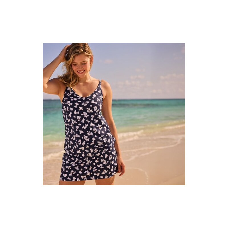 Tulip Hem Tankini Top, Women, size: 8, regular, Blue, Nylon-blend, by 113256996