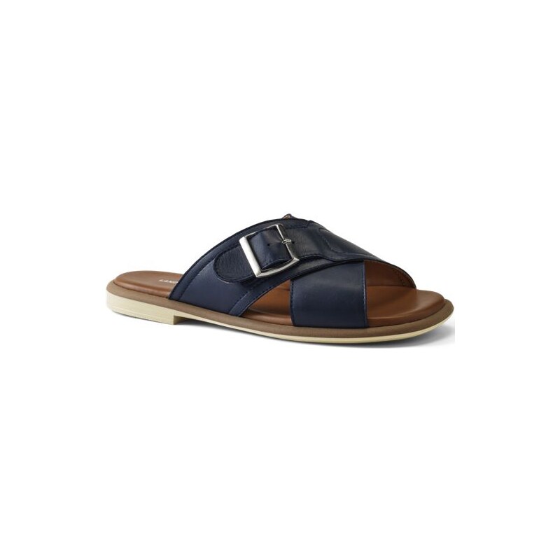 Cross Strap Leather Mules, Women, size: 6, regular, Blue,