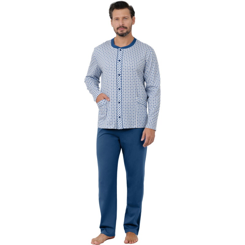 Rozepínací pánské pyžamo ITALIAN FASHION HOMER dlouhé print