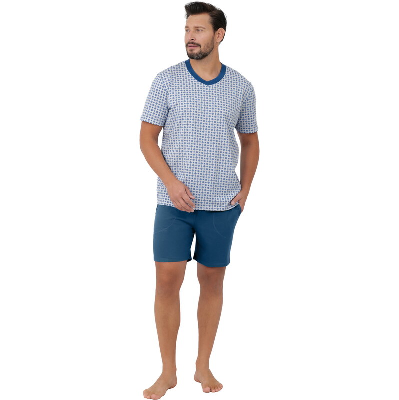 Pánské pyžamo ITALIAN FASHION NIGIER krátká print/jeans