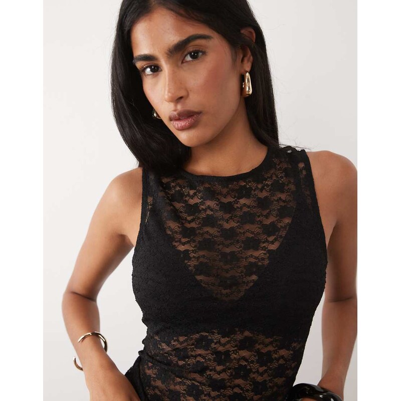 ASOS DESIGN lace tank top in black