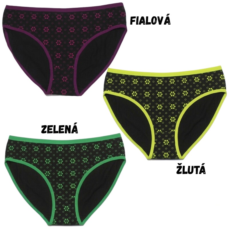 Dámské bavlněné spodní kalhotky - klasické Fannifen - černá barva 61138611