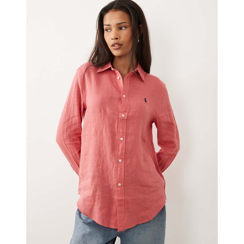 Polo Ralph Lauren classic linen longsleeve button up shirt in