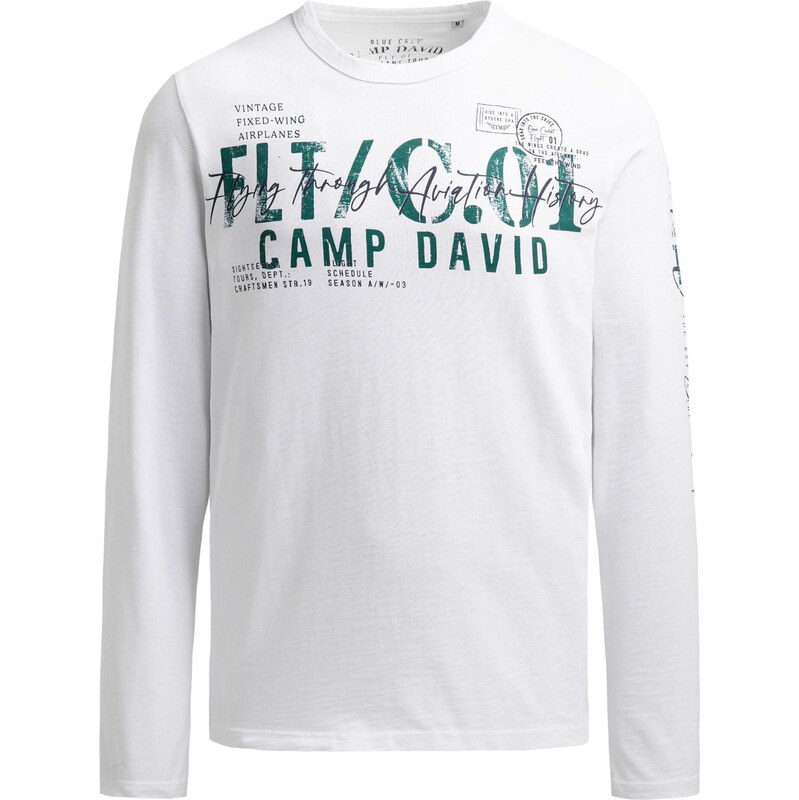 CAMP DAVID Tričko zelená / bílá