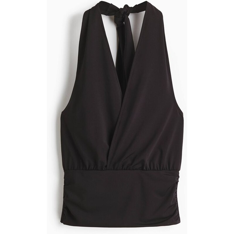 H&M - Žerzejový top halterneck - Černá