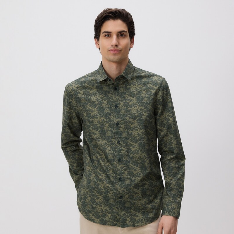 Reserved - Košile slim fit z egyptské bavlny - tmavě zelená