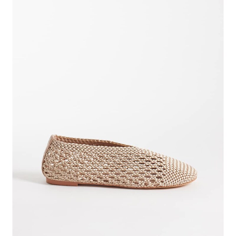 Public Desire Wide Fit Dylan woven ballet flats in cream-White 114927715