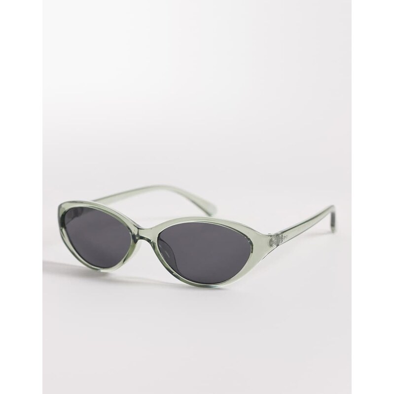 ASOS DESIGN oval sunglasses in green crystal frame with smoke