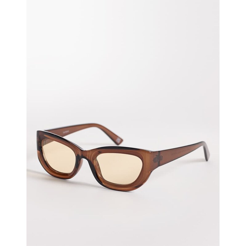ASOS DESIGN angled sunglasses in crystal brown with light brown