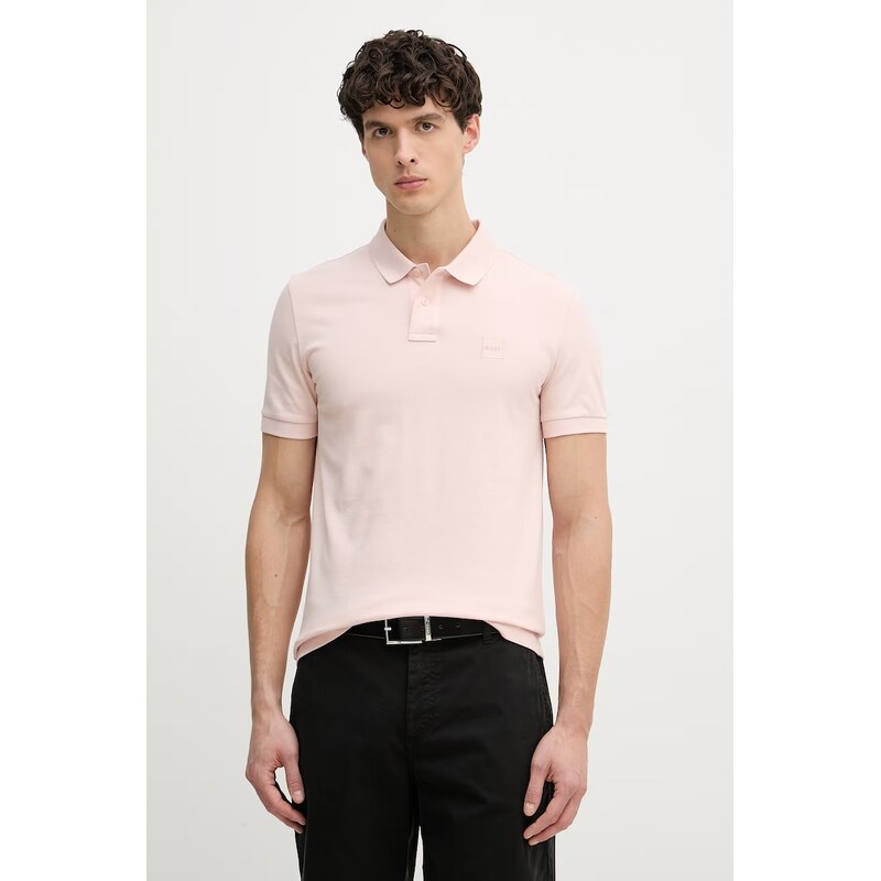 BOSS Orange polo pánské bavlněné s elastanem Passenger