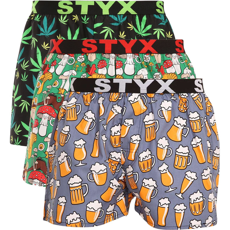 3PACK pánské trenky Styx art sportovní guma vícebarevné (3B13789